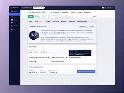 Hologram Dashboard: Asynchronous Request alert asynchronous b2b card dashboard enterprise inline alert iot just in time just in time education modal progressive request