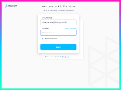 Hologram Dashboard Log In