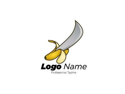 3d Logo, banana sword 3d logo design amazing banana branding design flat logo logo design logotype memorable sword