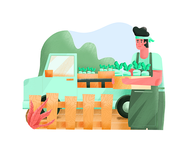 Run an Agriculture Business agriculture business character farm flat illustration harvest illustration landing page plant procreate radish selling truck
