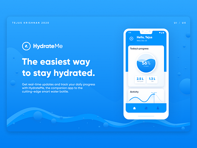 HydrateMe - Hydration Tracker App android app app design application beauty branding concept dashboard design fitness google graphics health hydration interaction mobile mockup ui ux water