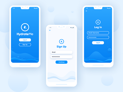 HydrateMe - Login android app app design application beauty branding design fitness google graphics health homepage interaction login mobile onboarding signup splash ui ux