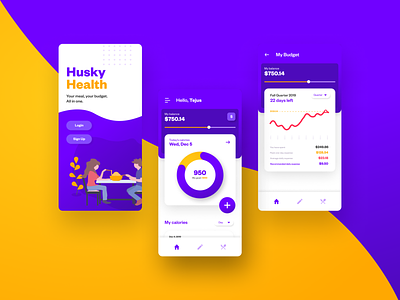 HuskyHealth - Activity Screen activity analytics android app app design application branding dashboard design fitness graphics health homepage interaction login page meal project ui university ux