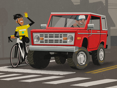 Bike & Bronco bike cyclist illustration truck