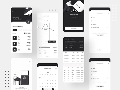 Payhub Financial App analytics app black white black and white chart charts figma finance finances graphs interface ios iphone mobile payment table typography ui ux
