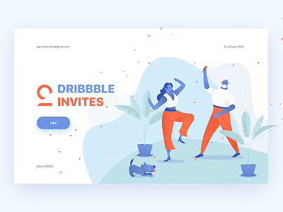 2 Dribbble invites clean daily ui dribbble gift illustration invite invites landing party people