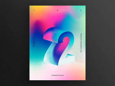 2 Dribbble invites 3d clean color daily design gradient illustration invite invites poster vector