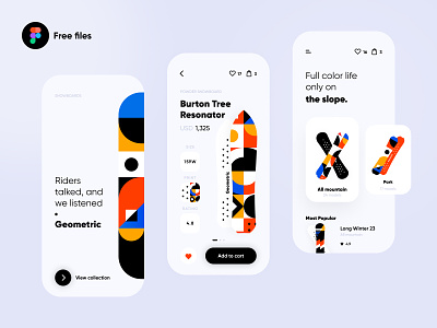the slope. app boards clean e-comerce e-commerce app geometric geometric art geometric illustration geometrical interface ios iphone mobile pattern product shop snowboard ux white winter sports