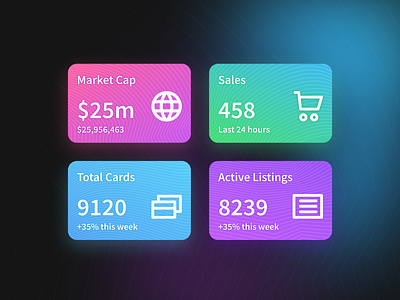 Website stats cards for ecommerce.