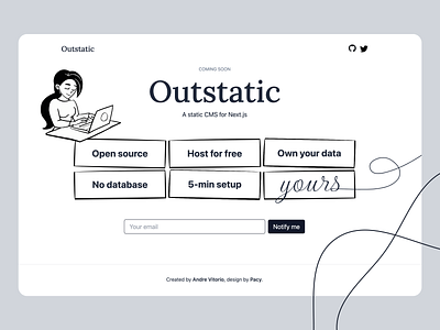 Outstatic - Pre-launch Landing Page branding design illustration web design