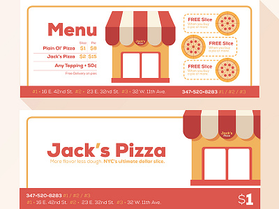 Jack's Pizza flat menu pizza school work vector