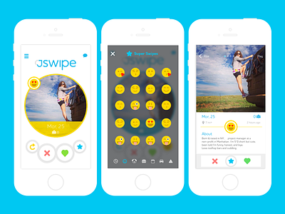 JSwipe Super Swipe emoji mobile ui