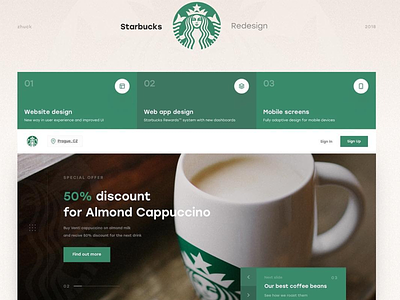 Starbucks Landing Page clean ui dailyui design minimal modern modern design web web app web design webdesign website website concept website design