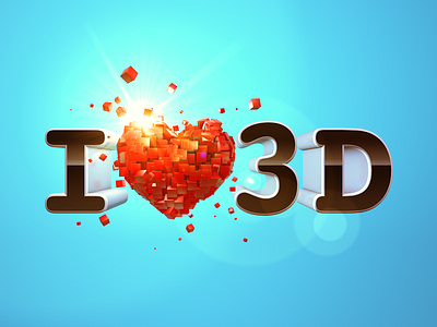 I Love 3D 3d c4d cinema 4d heart love rendering typo word