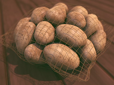 Potato In The Sack 3d c4d cinema 4d potato rendering sack