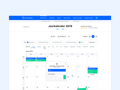 Online concept jaarkalender.nl app design application calendar clean design flat site tool ui uidesigns ux view web webdesign website wordpress