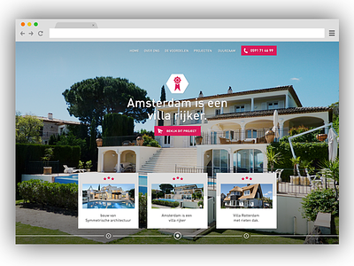 Webdesign for Evilla big images clean design flat fullscreen homepage icons site villa website