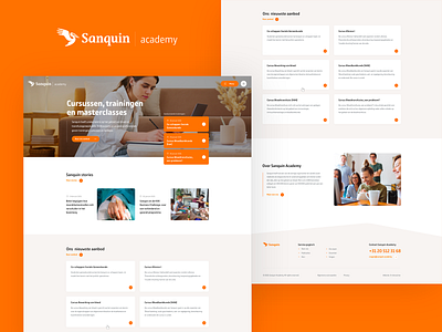 Sanquin Academy design branding business clean company design flat orange responsive site training ui uiux ux web webdesign website