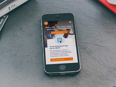 Mobile (responsive) design testamenttest.nl blue clean design iphone mobiel orange responsive ui ux website