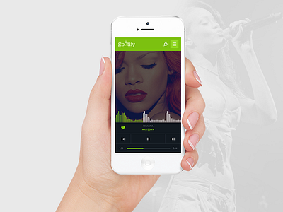 Mobile design Spotify Player app clean design flat green mobiel spotify ui ux