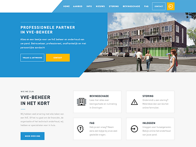 Re-design homepage VVE-beheer blue clean design flat site ui ux web webdesign website