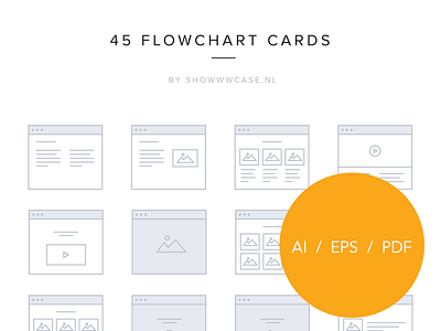 45 vector flowchart cards