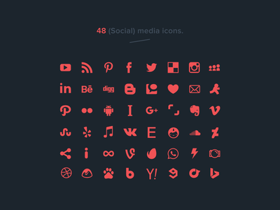 48 free social media icons (vector)