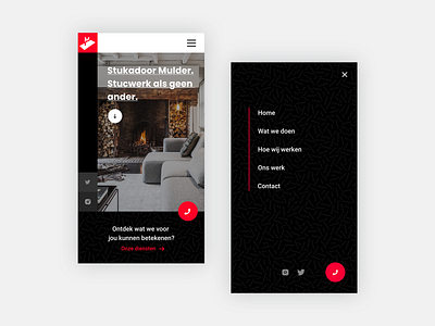 Mobile design plastering company app black call clean company dark design flat mobile mobile app mobile app design mobile design mobile ui plastering services ui webdesign