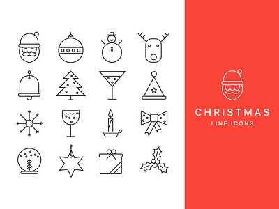 Christmas Line Icons (editable)