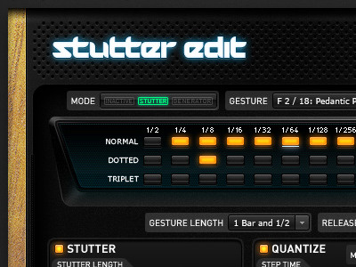 iZotope + BT: Stutter Edit au audio bt button edit glow interface isaacs izotope music plugin rtas stutter ui user vst zack