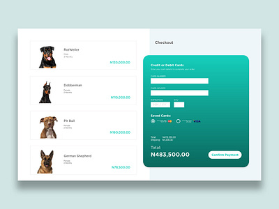 Credit Card Checkout app dogs icon illustration mobile app ui ux vector veterinary web app web design