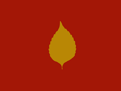 Yellow leaf on red background