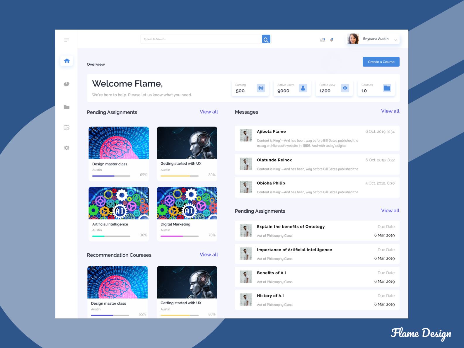 Learning App Dashboard by Ajibola Badmus on Dribbble