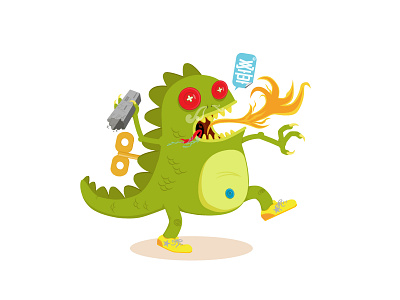 Monster art artwork button eye cartoon character concept design funny graphic illustration lizard monster toy vector