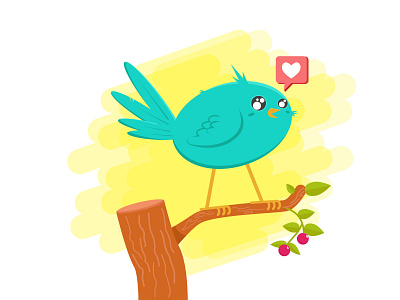 Blue Bird art artwork cartoon character cute design fun graphic icon illustration love tweet vector