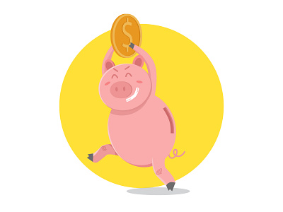 Runaway Piggy Bank art cartoon character concept design finance graphic illustration thief vector