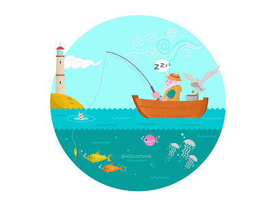 Old Fisherman art artwork cartoon character concept cute fisherman funny illustration oldman vector