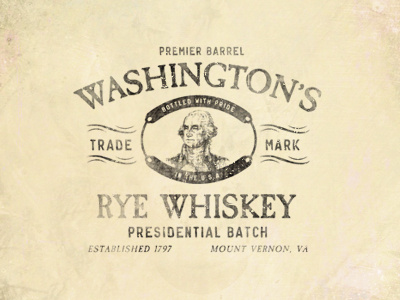 Whiskey barrel distressed label president texture trademark vintage washington whiskey