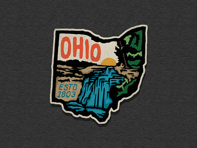 Ohio Tee | Badge apparel badge branding hand drawn illustration outdoors photoshop tee texture vintage