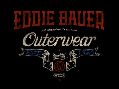EB Outerwear apparel banner branding goods hand drawn lettering photoshop quality tradition typography usa