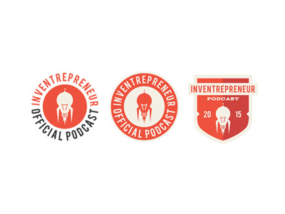 Inventrepreneur Badges badge branding ideas invent invention lightbulb logo podcast rocket