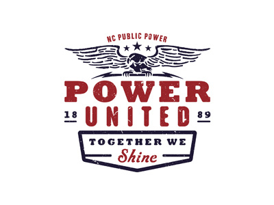 NC Public Power Week 2016 Logo americana badge bolt eagle illustration logo patch promotional stars sticker swag