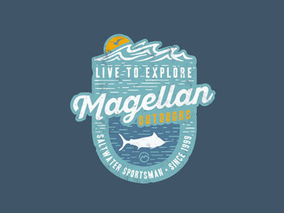 Magellan Outdoors Badge apparel badge beach branding fishing graphic design illustration logo ocean outdoors