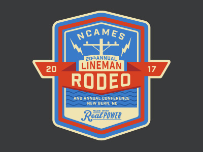 NCAMES Lineman Rodeo Logo badge branding coast lineman logo retro rodeo vintage