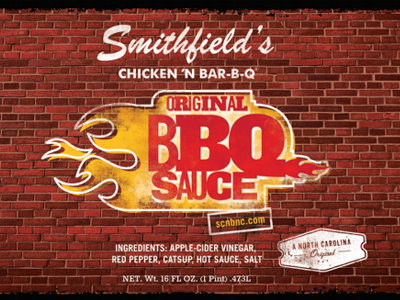 Smithfield's BBQ Sauce bbq branding design label north carolina packaging sauce