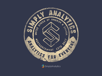 Simply Analytics Badge analytics badge branding data distressed hand drawn marketing sketch software technology texture