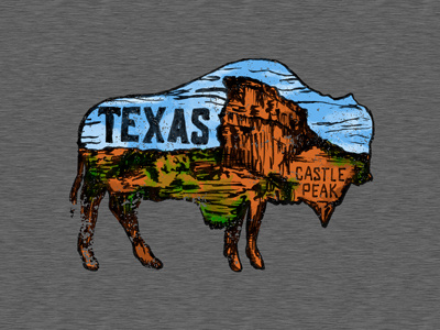 Texas | Castle Peak Tee apparel buffalo illustration outdoors sketch tee texas usa vintage west
