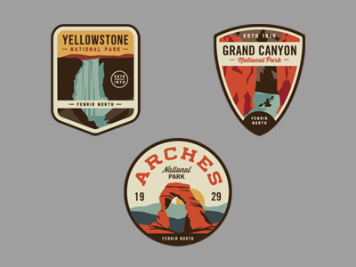 National Park Badges apparel badge hat hiking illustration outdoors park patch vector vintage