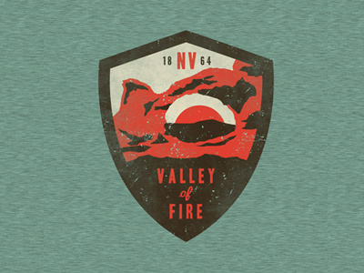 Valley of Fire apparel badge branding design hand drawn outdoors park patch state texture typography usa vector vintage