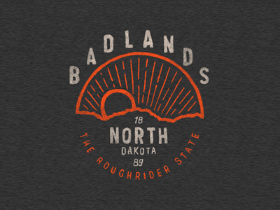 Badlands | Rough Rider State apparel badge branding graphic hand drawn illistration lettering logo outdoors tee tee design texture typography vintage